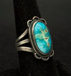 Vintage Handmade Turquoise Sterling Silver Ring - Size 7.25