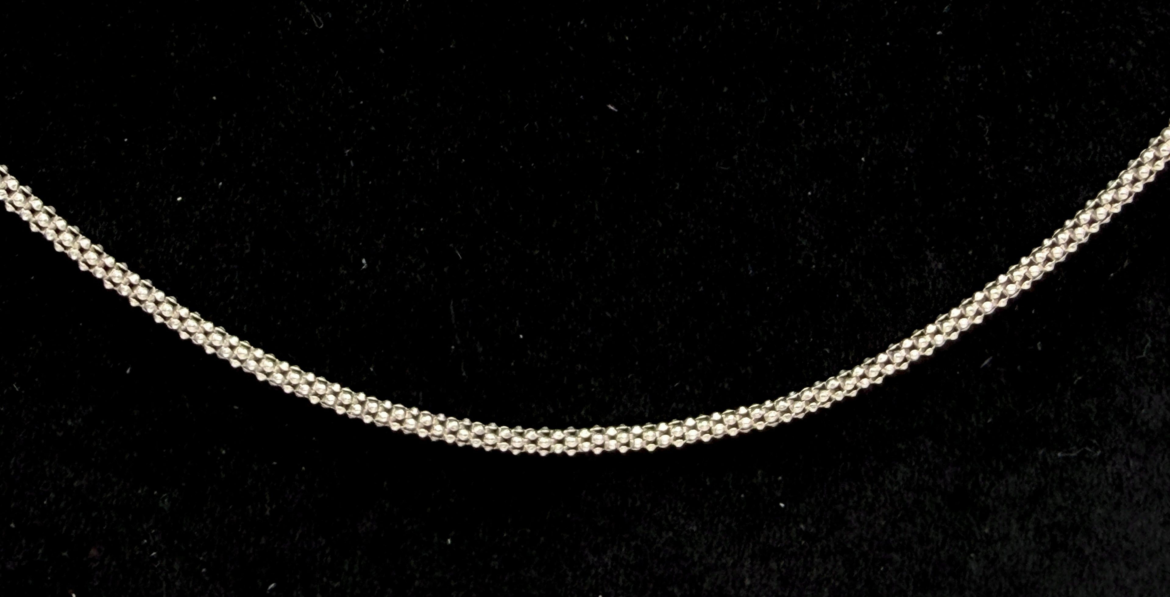 Vintage Sterling Silver Italian Popcorn Link Chain Necklace - 22"