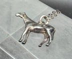 Vintage Sterling Silver Horse Pendant Chain Necklace - 18"