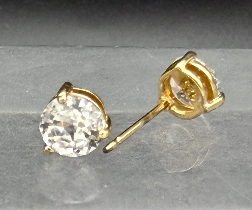 Ross-Simons - Gold Tone CZ Sterling Silver Stud Earrings