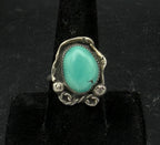 Vintage Handmade Green Turquoise Sterling Silver Abstract Ring - Size 8.5