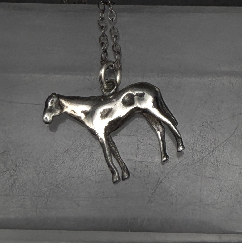 Vintage Sterling Silver Horse Pendant Chain Necklace - 18"