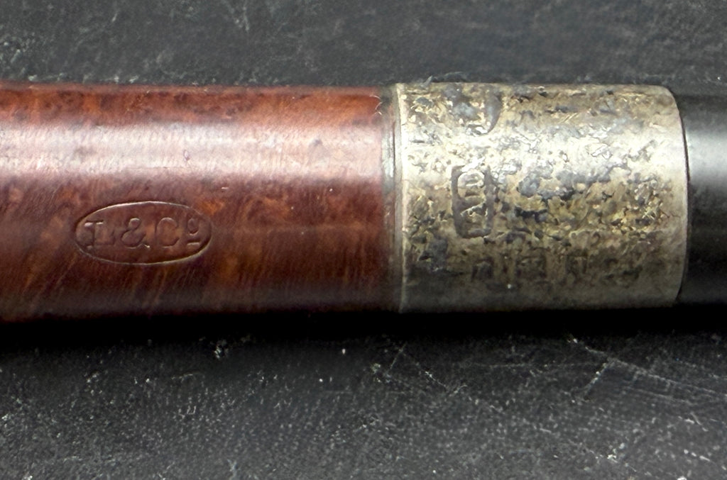 Loewe & Co. - Vintage Poker Style Smoking Pipe with Sterling Silver Band