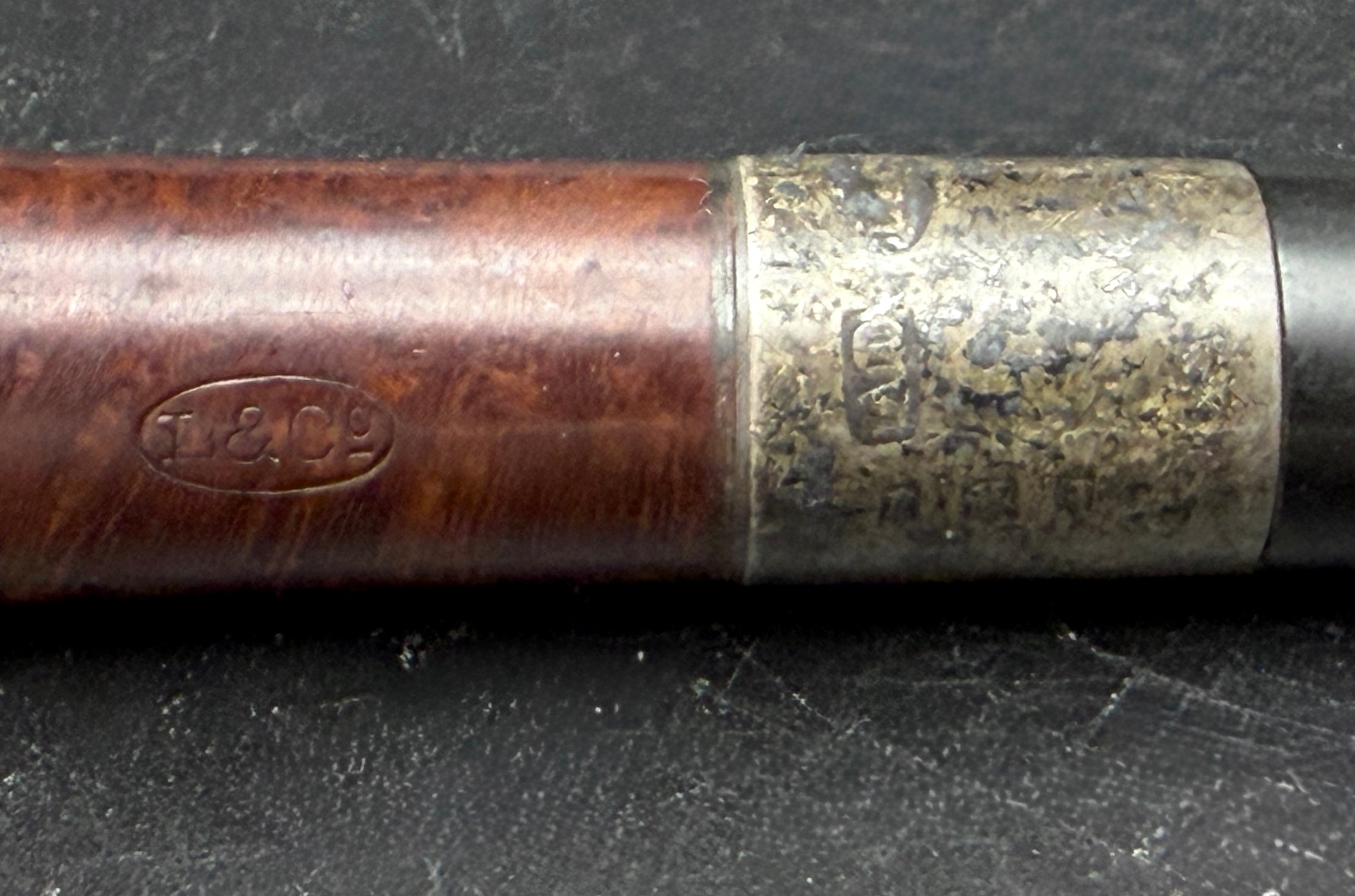 Loewe & Co. - Vintage Poker Style Smoking Pipe with Sterling Silver Band
