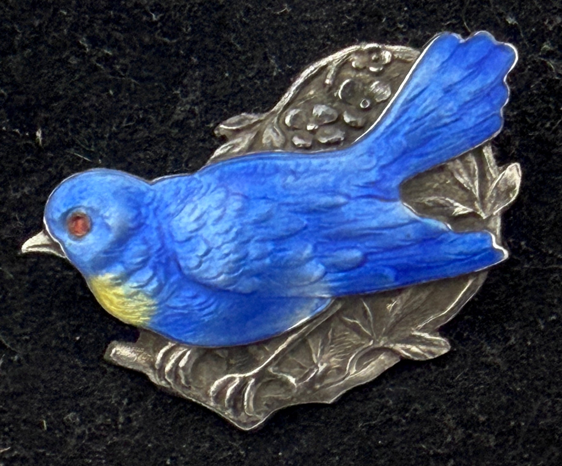 Paye & Baker - Vintage Bluebird Sterling Silver Enameled Brooch