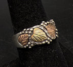 Wheeler Mfg - Vintage Black Hills Gold Style Sterling Silver Band - Size 7