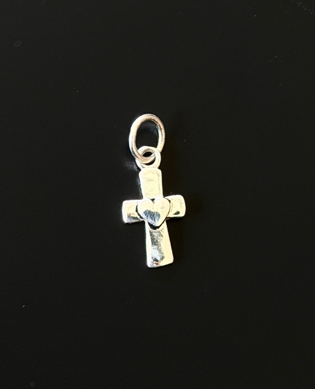 Vintage Sterling Silver Cross Heart Charm
