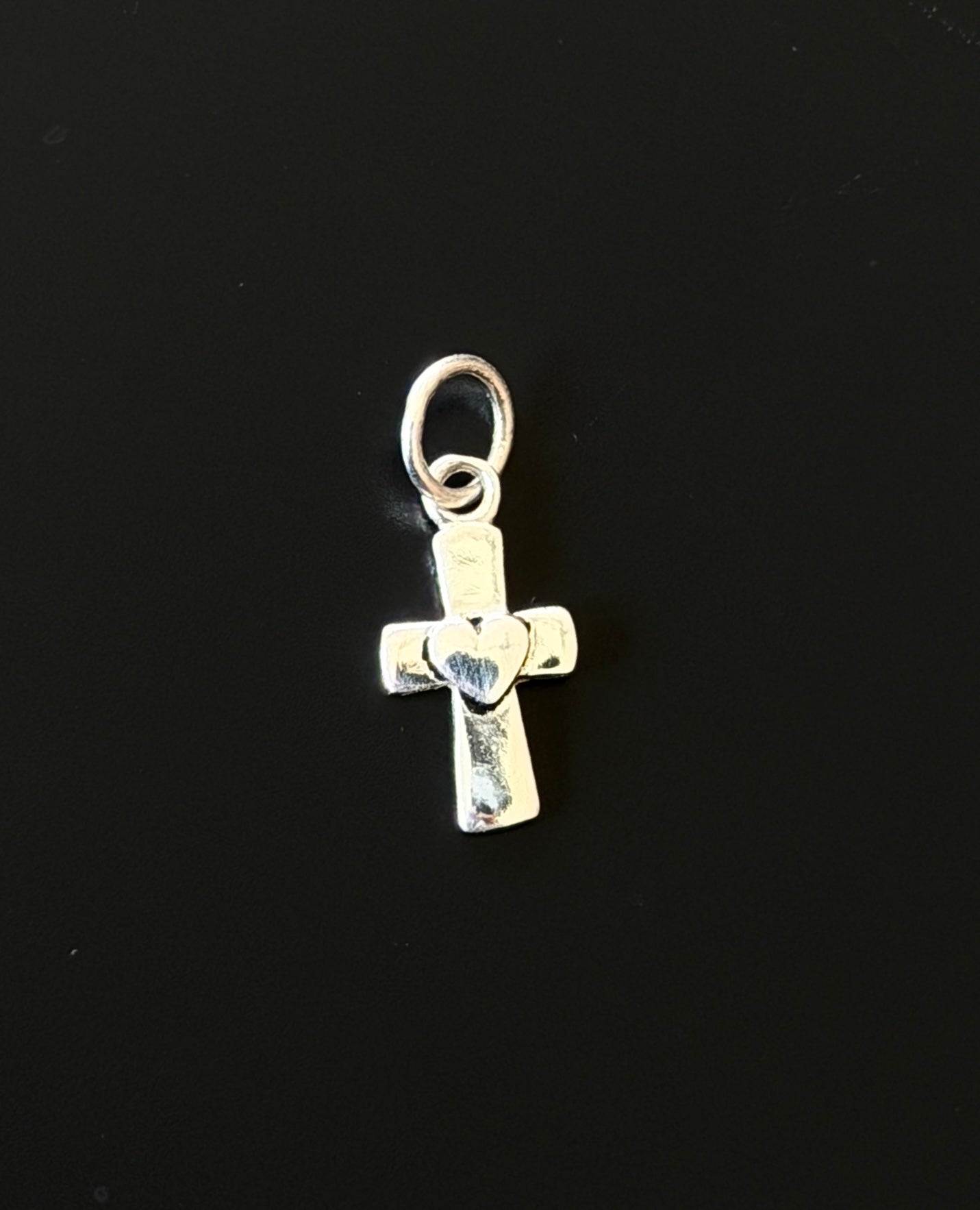 Vintage Sterling Silver Cross Heart Charm