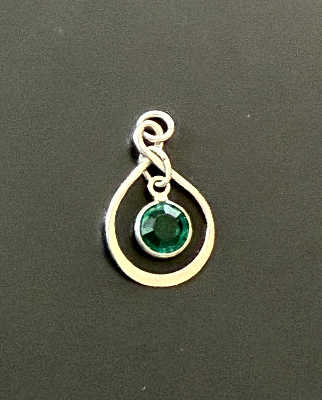 Vintage Sterling Silver Green Rhinestone Dangle Charm/Pendant
