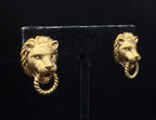Vintage Gold Tone Sterling Silver Lion's Head Knockers Earrings