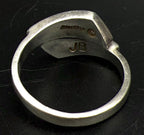 Julius Burbank - Vintage Handmade Sterling Silver Inlaid Bypass Ring - Adjustable Size