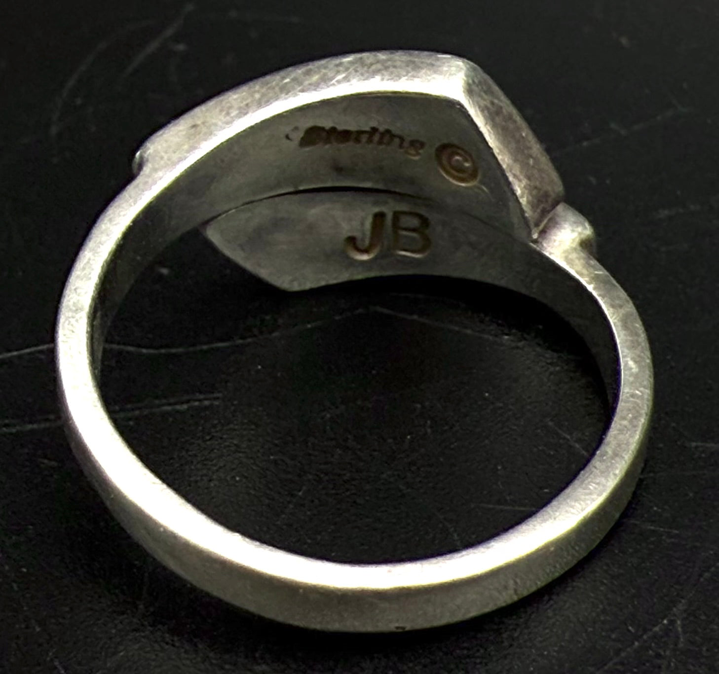 Julius Burbank - Vintage Handmade Sterling Silver Inlaid Bypass Ring - Adjustable Size