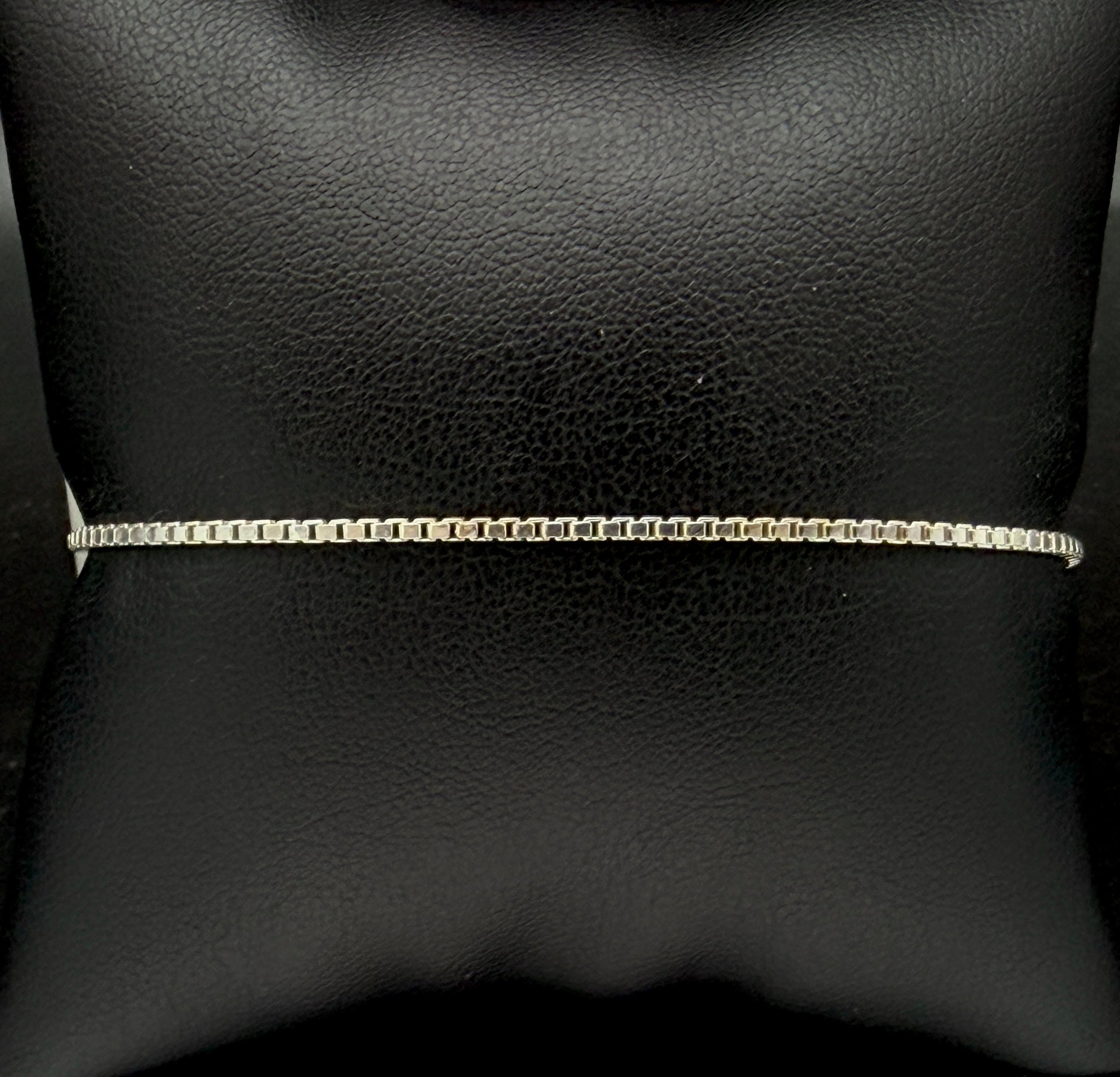 Vintage Italian Sterling Silver Box Link Bracelet - 7.25"