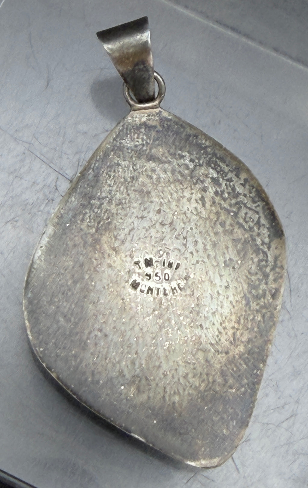 Vintage Handmade 950 Silver with Aventurine Pendant