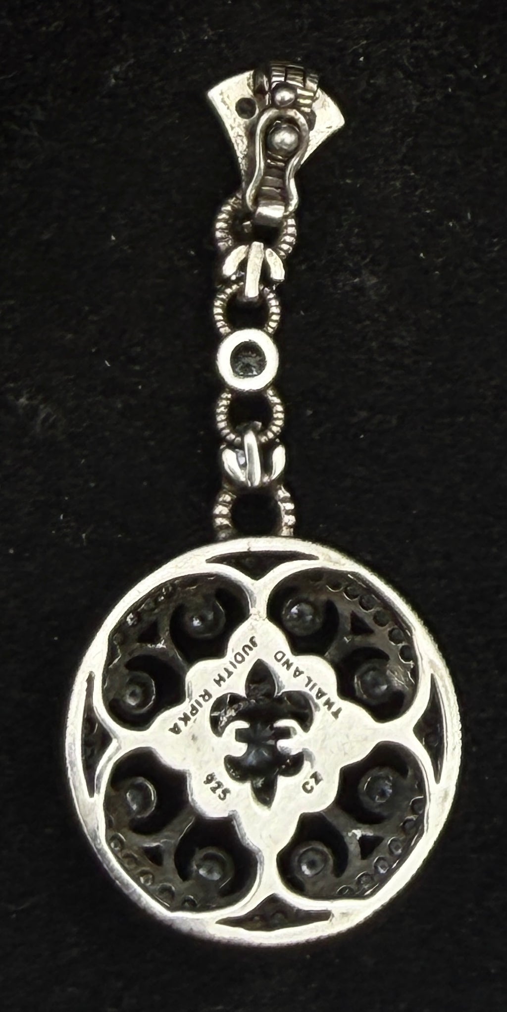 Judith Ripka - Vintage Sterling Silver Cubic Zirconia Open Work Pendant