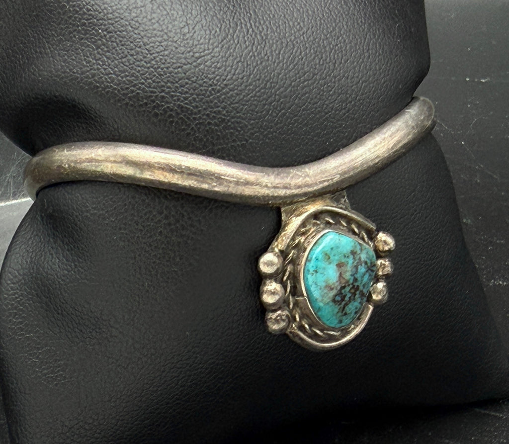 Vintage Handmade Turquoise Sterling Silver Cuff Bracelet