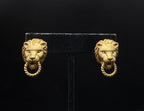 Vintage Gold Tone Sterling Silver Lion's Head Knockers Earrings