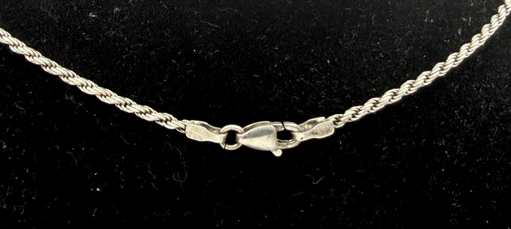 Vintage Black Onyx, Marcasite and Mother of Pearl Pendant on Italian Chain Sterling Silver Necklace - 16"