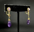 Vintage Handcrafted Silver Amethyst Screw Back Earrings