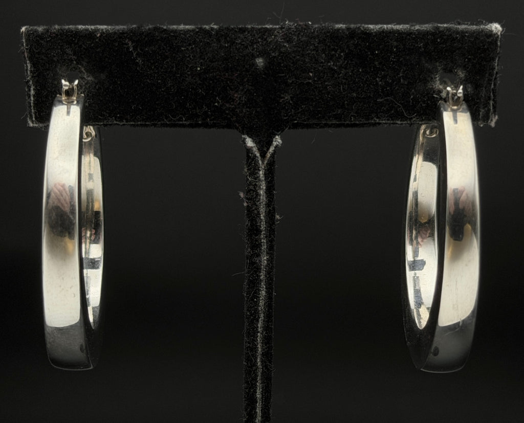 Milor - Vintage 950 Silver Italian Hoop Earrings
