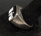 Vintage Handcrafted Sterling Silver Inlaid Pueblo "Storyteller" Ring - Size 10.75