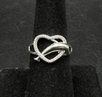 Vintage Sterling Silver Dolphin Heart Ring - Size 6.75