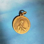 Vintage Sweet Heart of Jesus and Virgin Mary Brass Charm