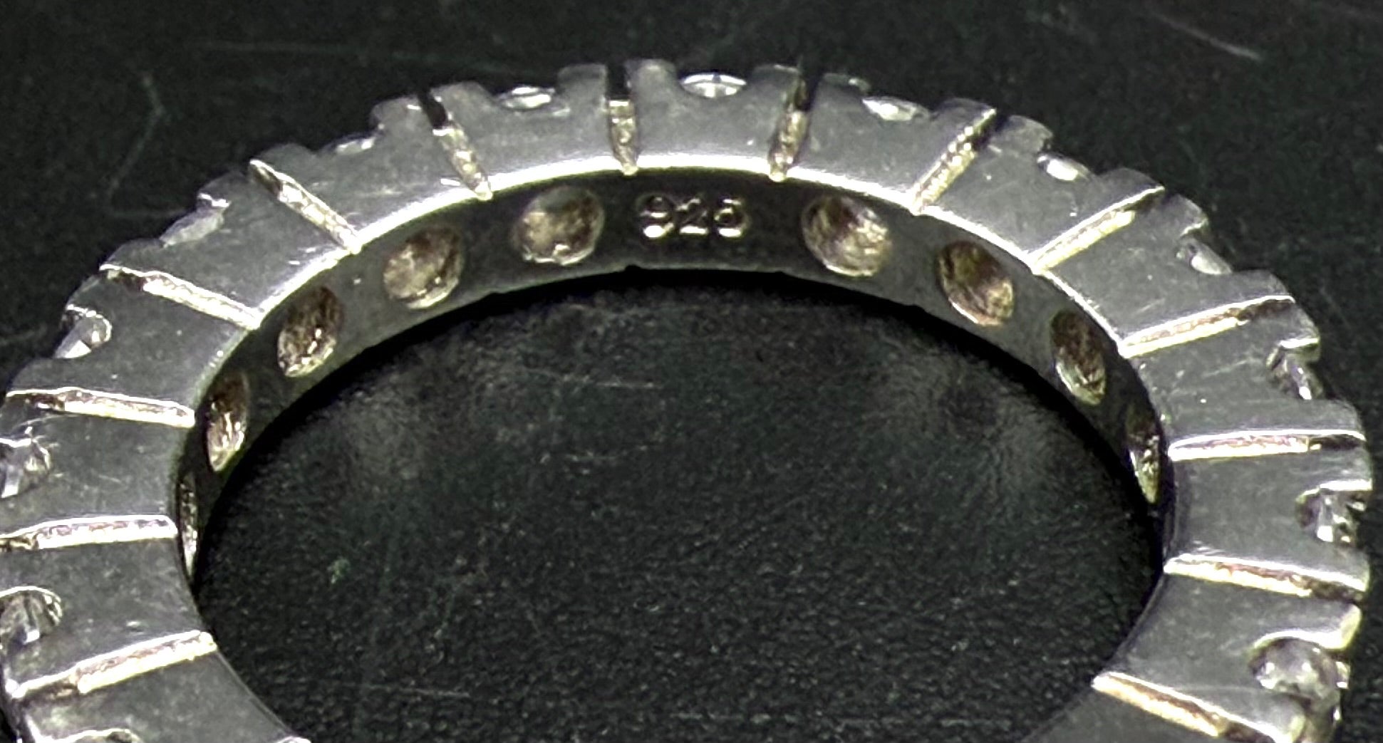 Vintage Sterling Silver CZ Eternity Band - Size 6