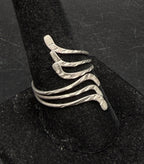 Vintage Handmade Sterling Silver Hammered Bypass Ring - Size 9+