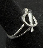 Vintage Sterling Silver Dolphin Heart Ring - Size 6.75