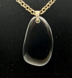 Vintage Sterling Silver Chain Necklace with Black Glass Pendant - 18"