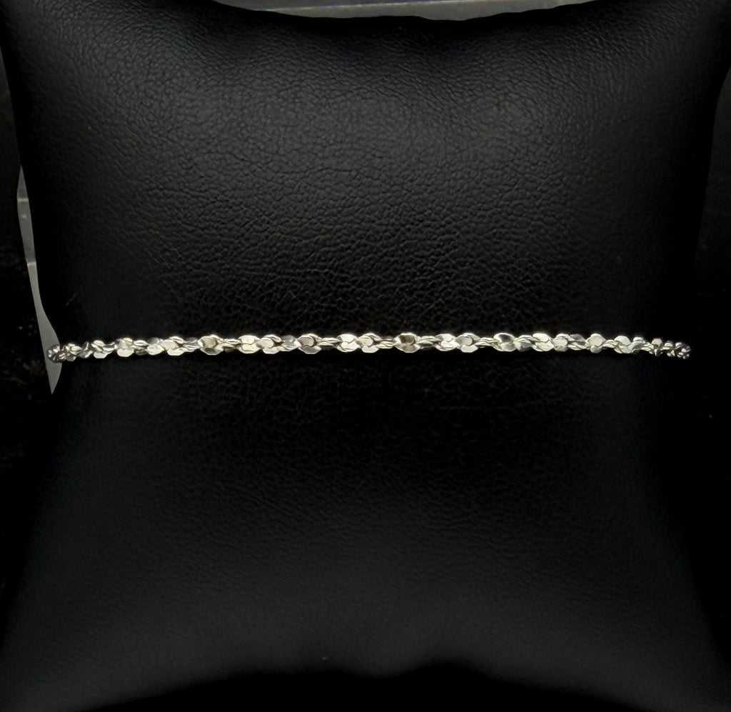 Vintage Italian Sterling Silver Tinsel Link Bracelet - 7.25"