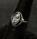 Vintage Sterling Silver Virgin Mary Ring - Size 6