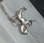 Vintage Sterling Silver Bucking Bronco Horse Pendant Chain Necklace - 16"