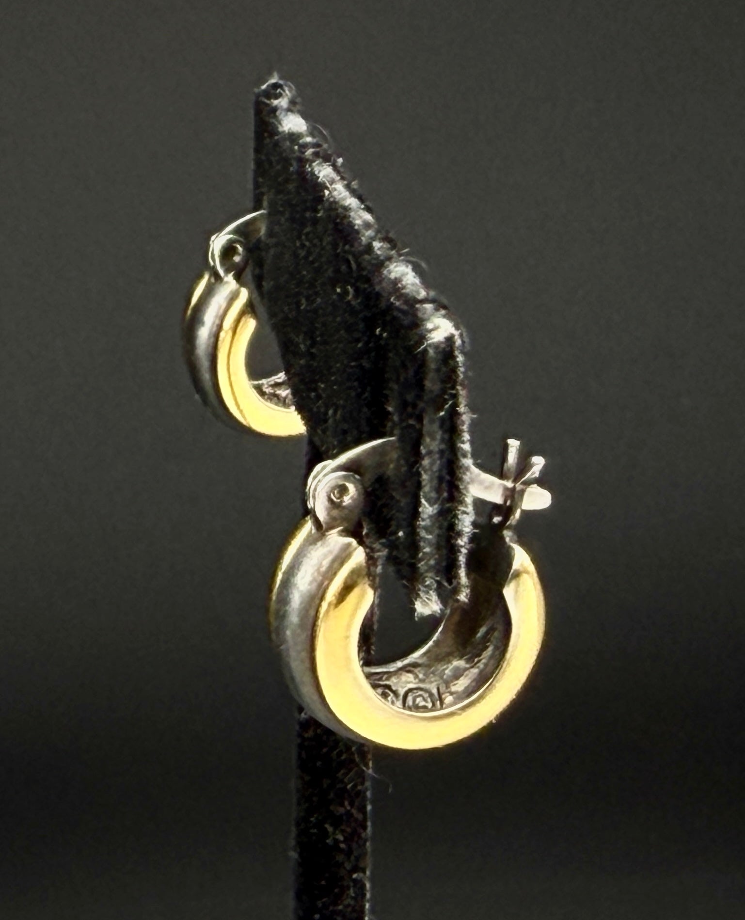 Vintage Sterling Silver Dual Tone Small Hoop Earrings