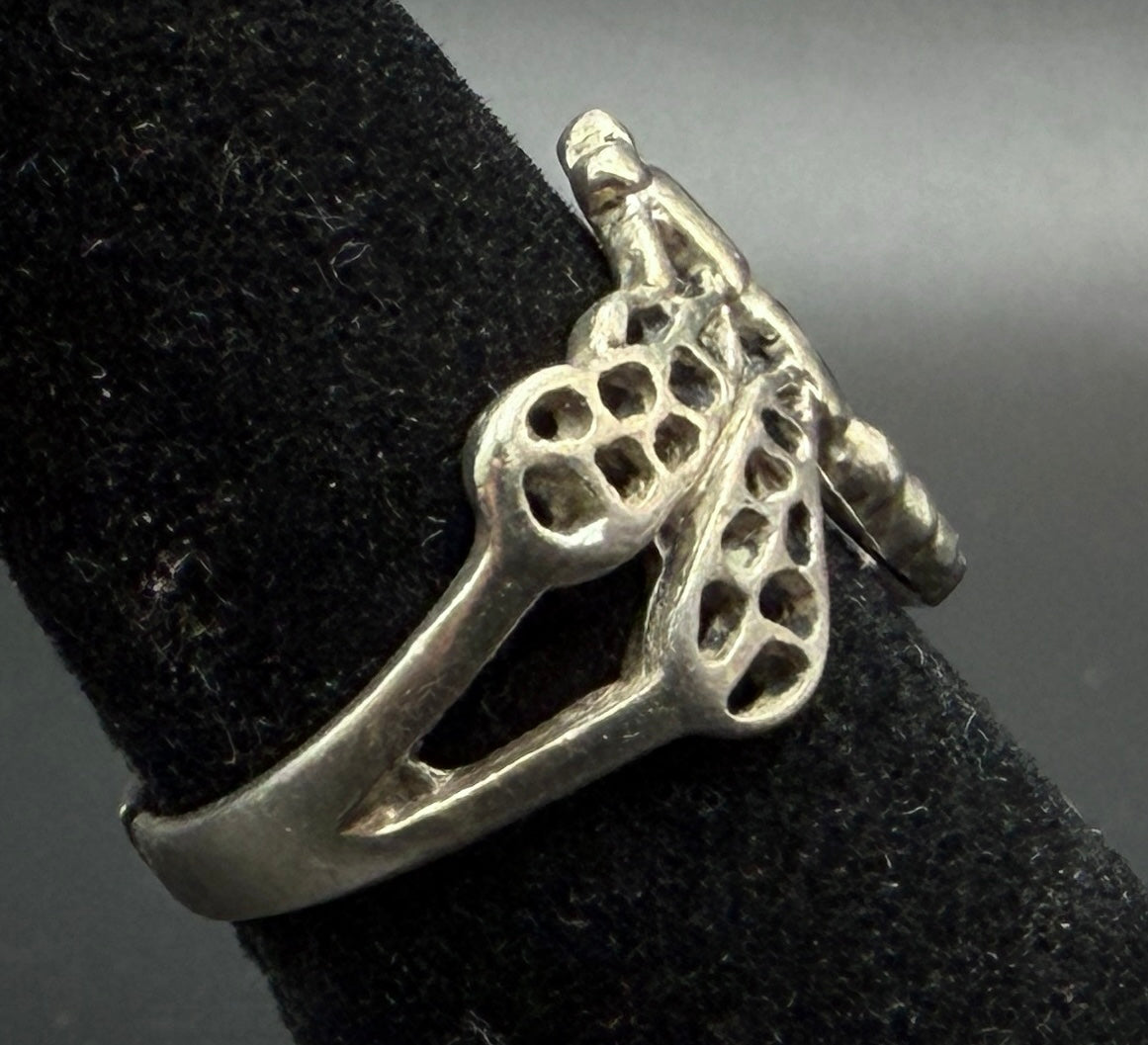 Vintage Sterling Silver Dragonfly Ring - Size 5.5+