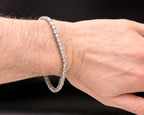 Vintage Princess and Round Cut CZ Sterling Silver Tennis Bracelet - 8"