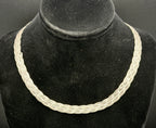 Vintage Italian Sterling Silver Braided Herringbone Chain Necklace - 18" AS IS