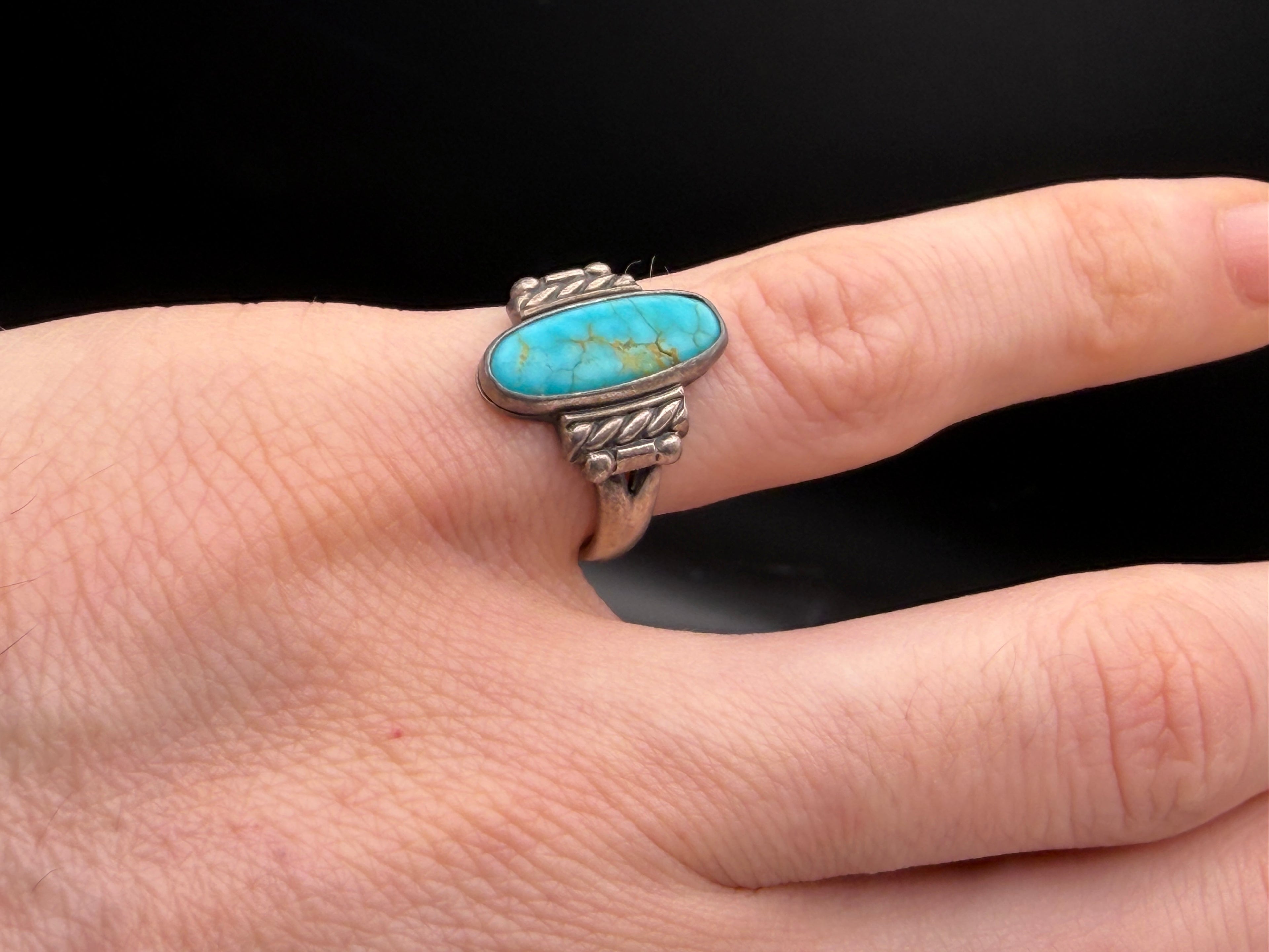 Bell Trading Post - Vintage Sterling Silver with Turquoise Ring - Size 5.75