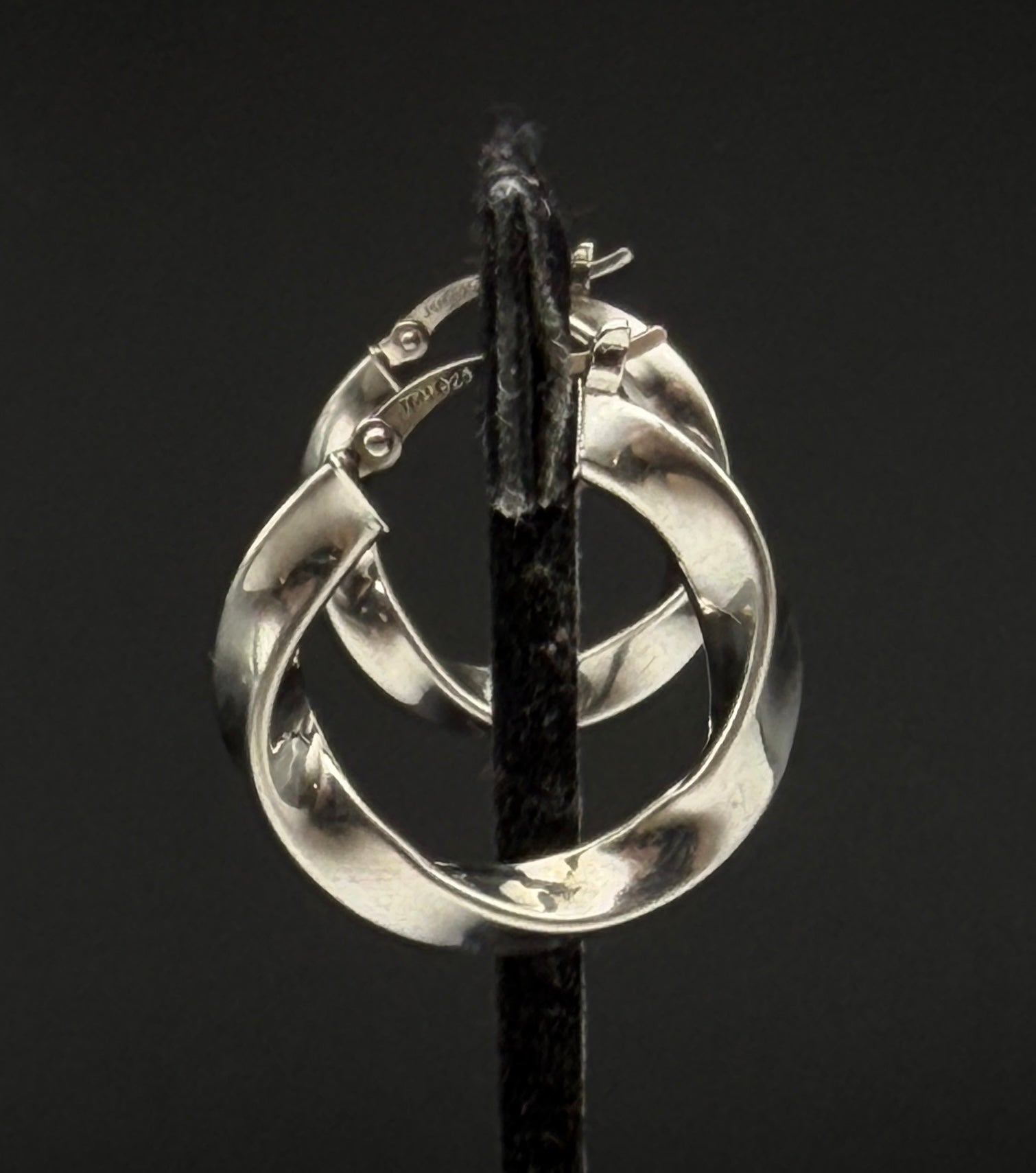 Vintage Twisted Hoop Sterling Silver Earrings