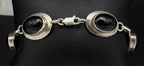 Vintage Handmade Black Onyx and Sterling Silver Links Bracelet - 8"