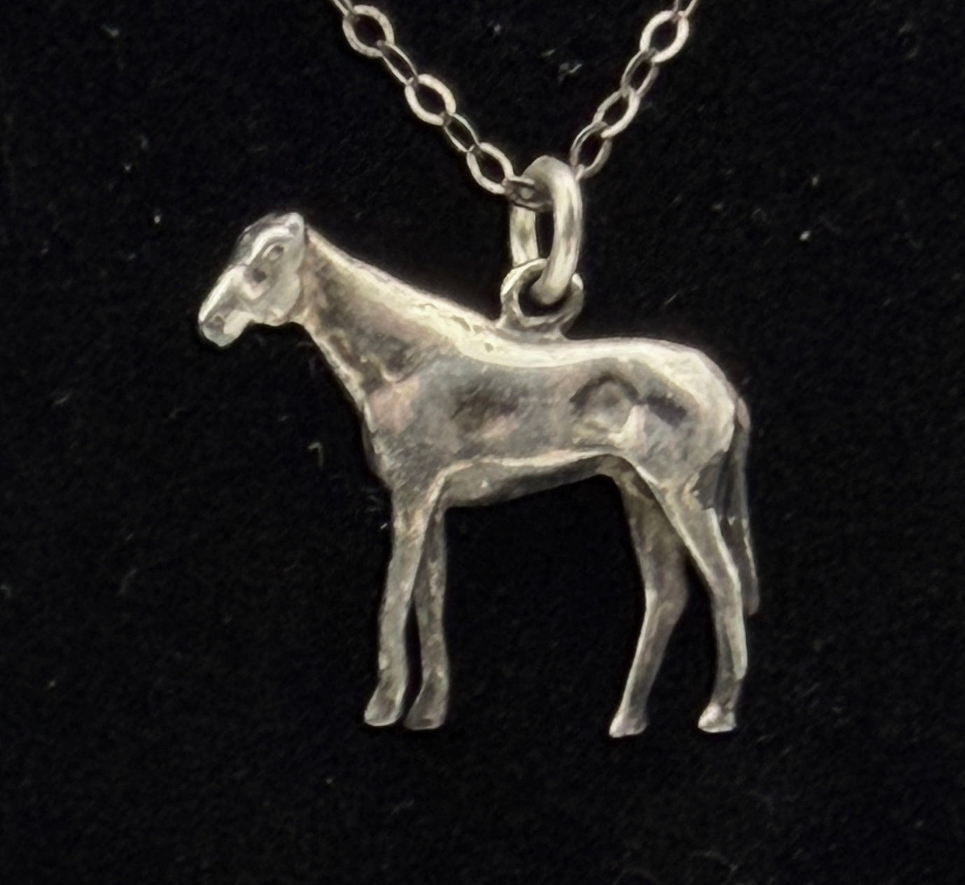 Vintage Sterling Silver Horse Pendant Chain Necklace - 18"