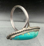 Vintage Handmade Green Turquoise Sterling Silver Ring - Size 8.5