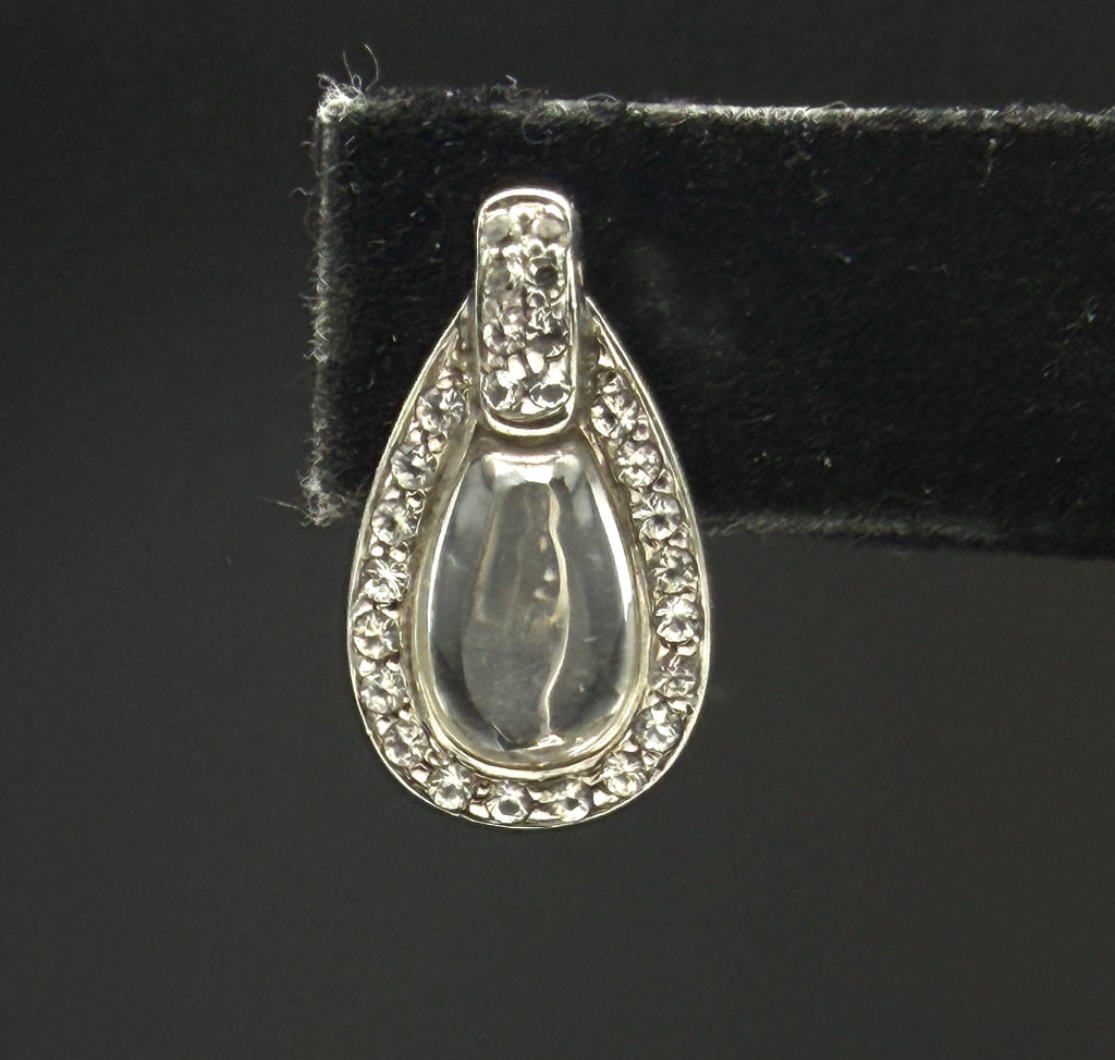 Vintage Sterling Silver Rock Crystal and Zircon Earrings