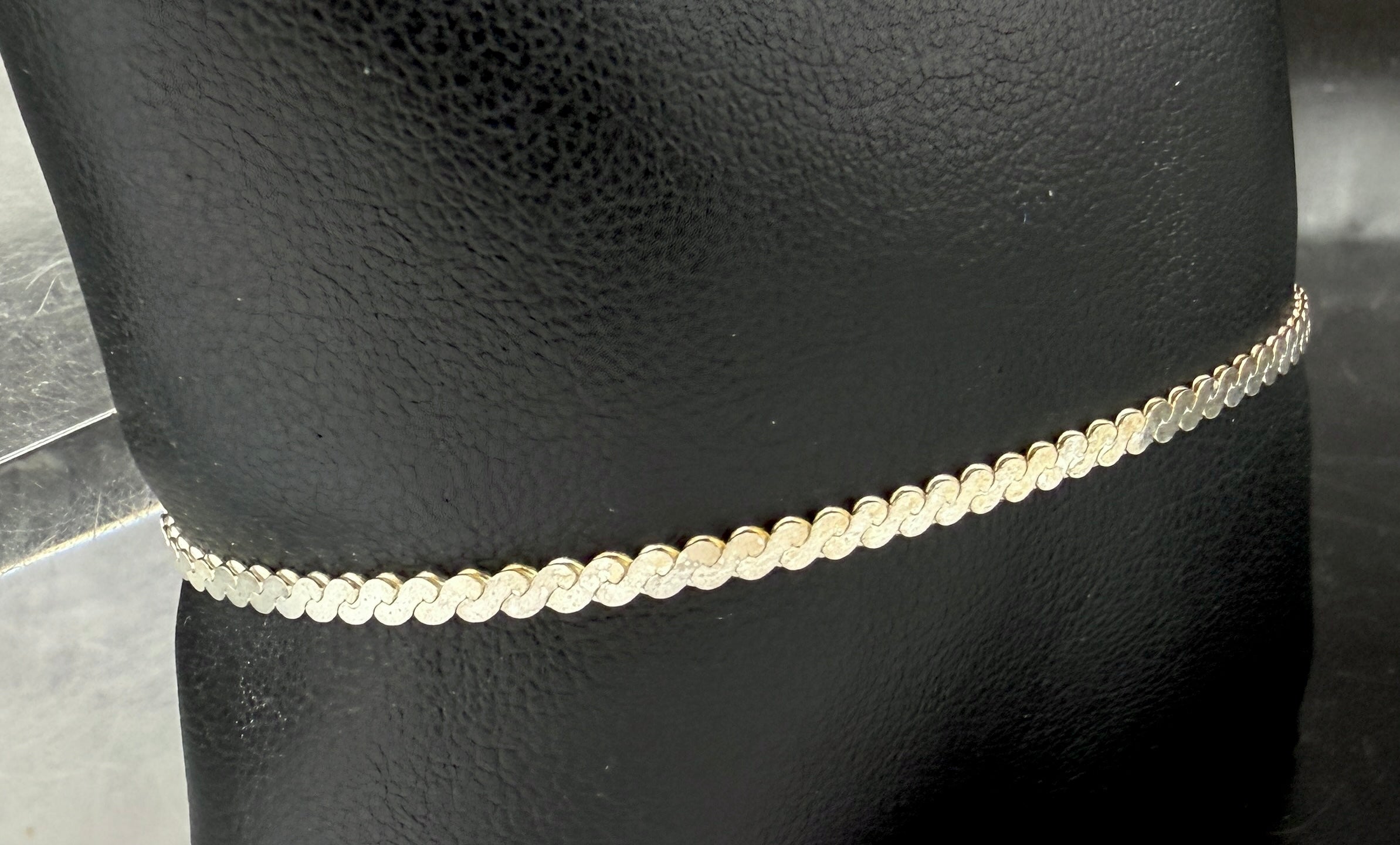 Vintage Italian Sterling Silver Serpentine Link Bracelet - 7"