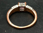 Vintage Silver Plated Pink Crystal Glass Ring - Size 9
