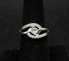 Vintage Sterling Silver Crystals Ring - Size 6.5