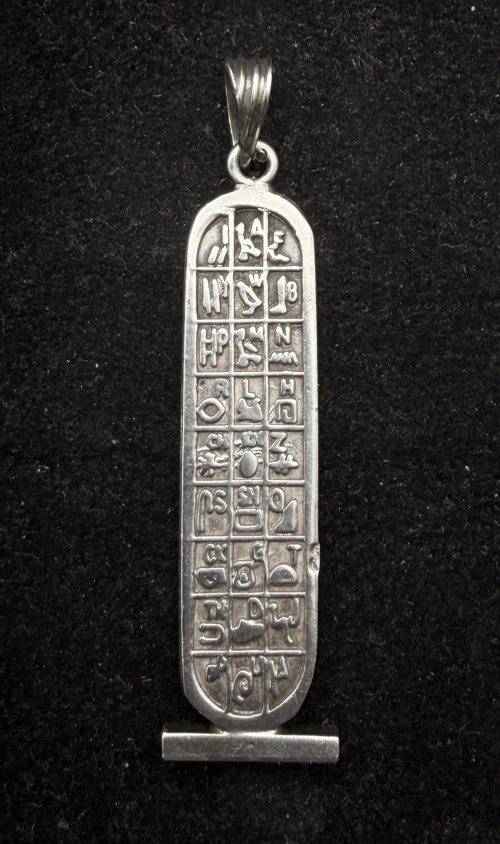 Vintage Ancient Egyptian Cartouche Arabic "Angela" Name Sterling Silver Pendant