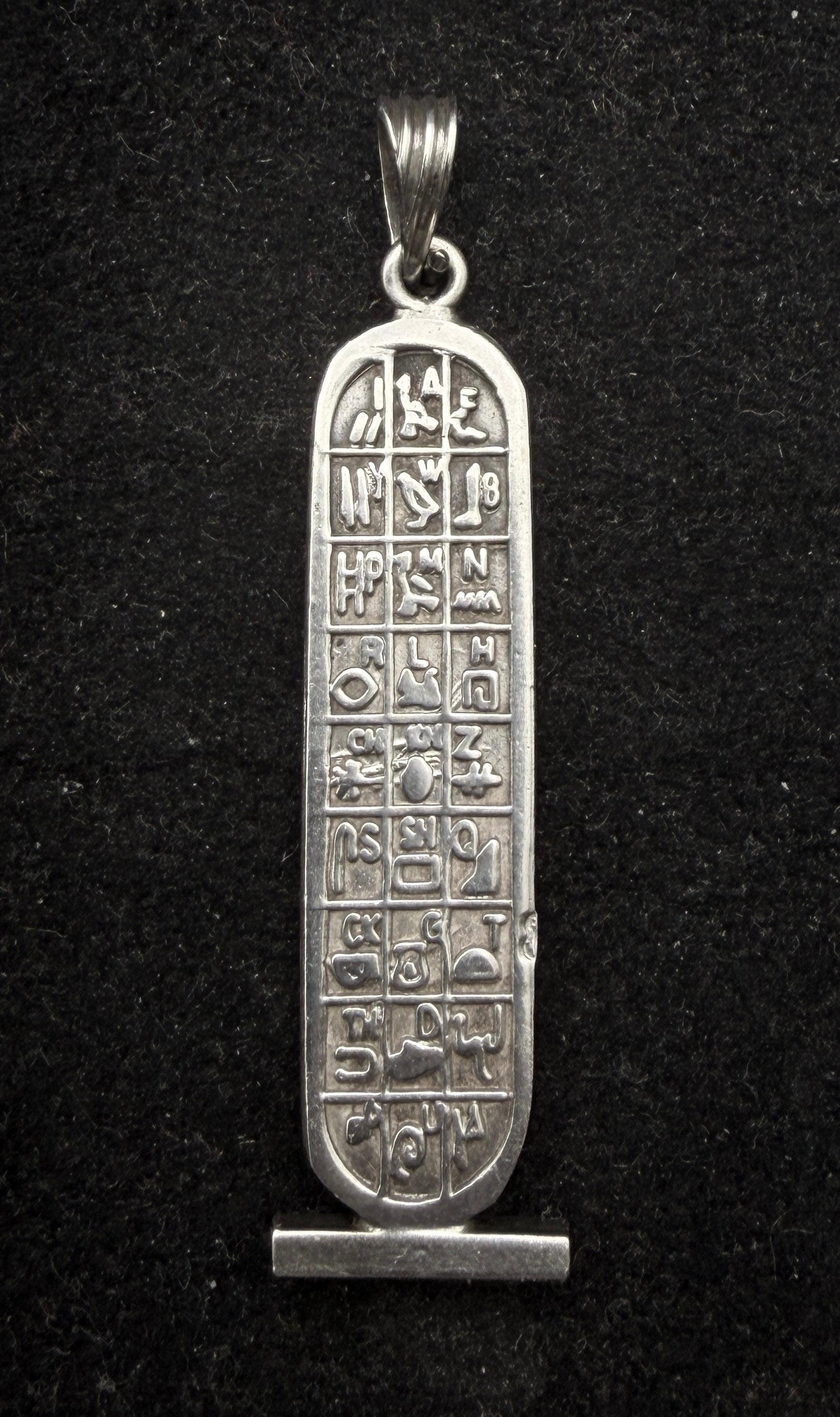 Vintage Ancient Egyptian Cartouche Arabic "Angela" Name Sterling Silver Pendant