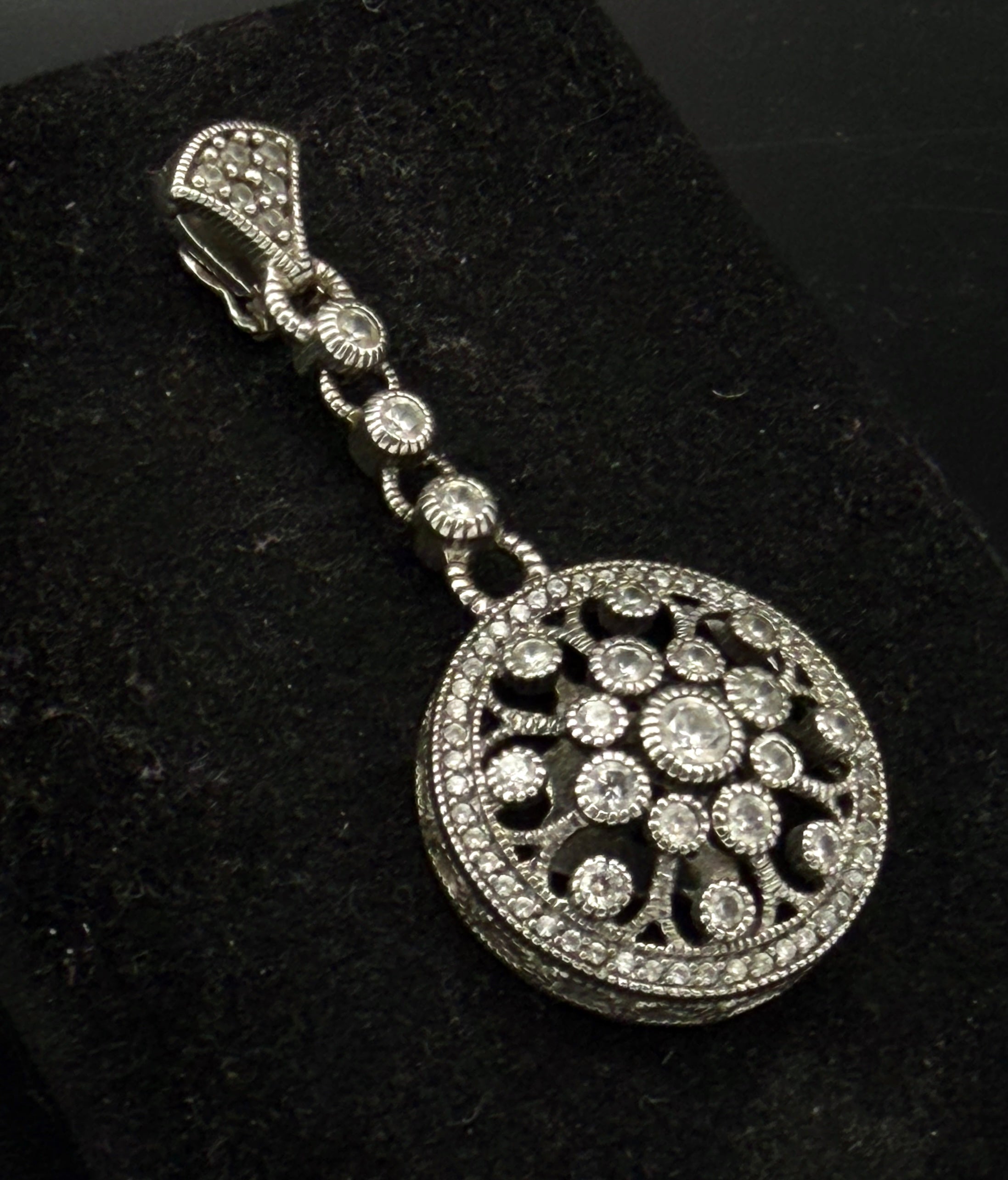 Judith Ripka - Vintage Sterling Silver Cubic Zirconia Open Work Pendant